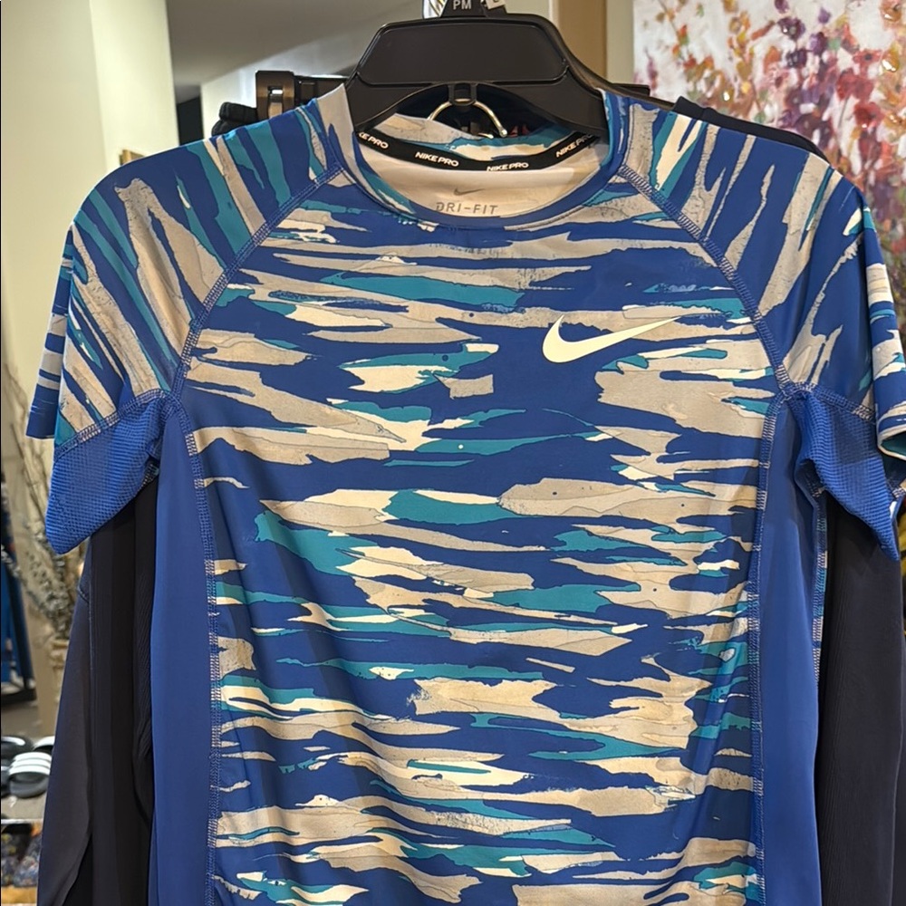 Nike Blue and Tan Dri-Fit Shirt